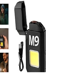 فندک شارژی المنتی چراغ دار درباز کن مدل M9