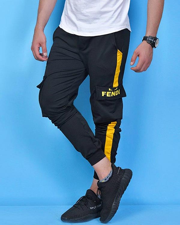 شلوار اسلش مردانه FENDI مدل MERO مشكي زرد