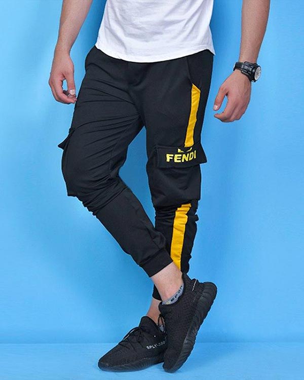 شلوار اسلش مردانه FENDI مدل MERO مشكي زرد