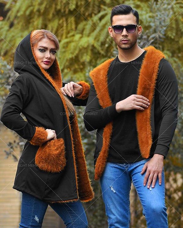 ست هودي مردانه و زنانه مدل NELIX (با خز قهوه اي)