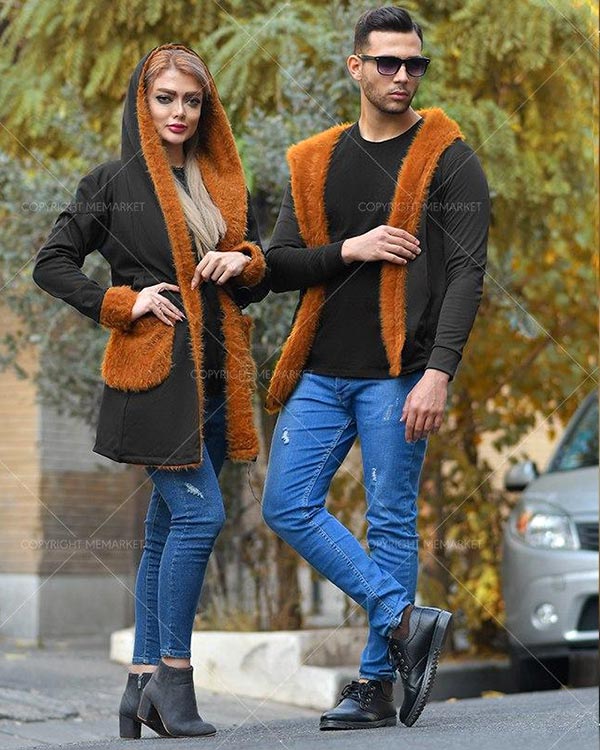 ست هودي مردانه و زنانه مدل NELIX (با خز قهوه اي)