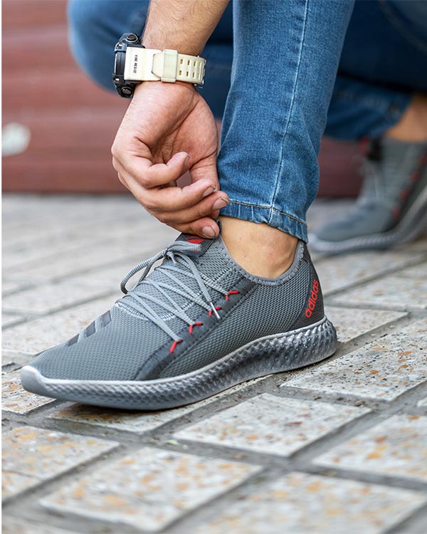 كفش ورزشي Adidas مردانه طوسي قرمز مدل Barni