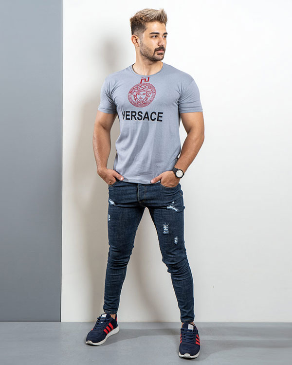 تیشرت Versace مردانه طوسی مدل Janatan