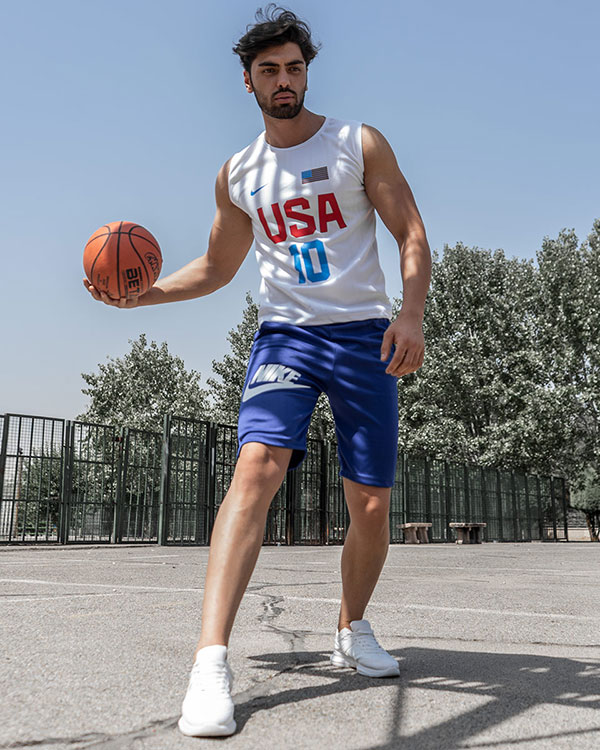ست رکابی شلوارک Nike مردانه سفید مدل USA10
