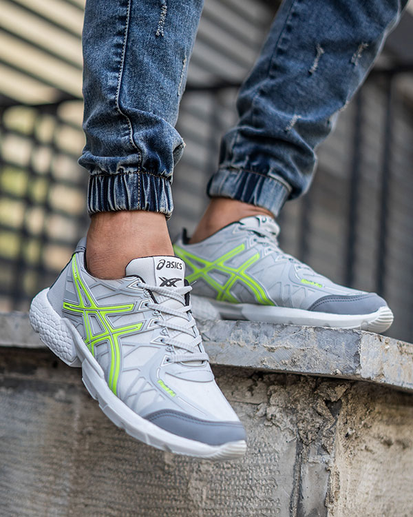 کفش ورزشی Asics مردانه طوسی سبز مدل Snopy