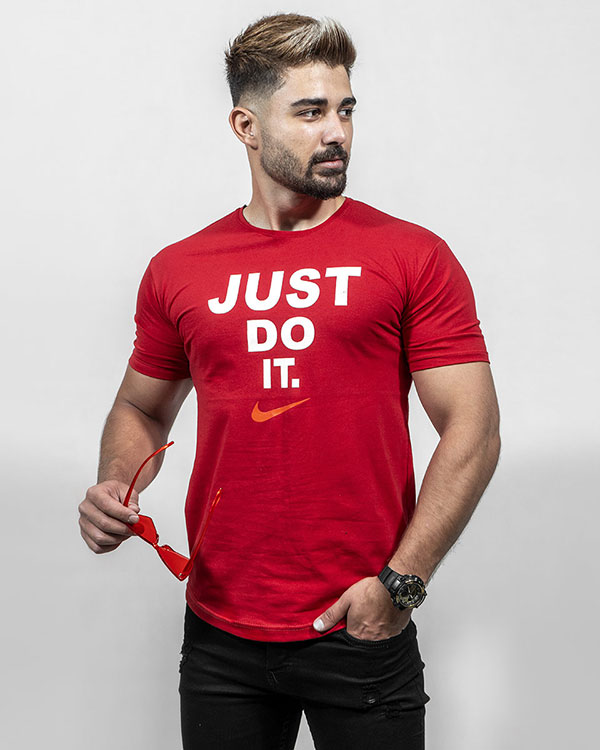 تیشرت Just Do It مردانه قرمز مدل Ditro