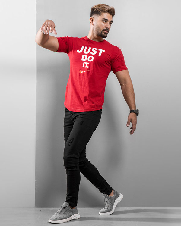 تیشرت Just Do It مردانه قرمز مدل Ditro
