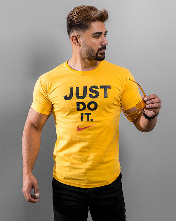 تیشرت Just Do It مردانه زرد مدل Ditro
