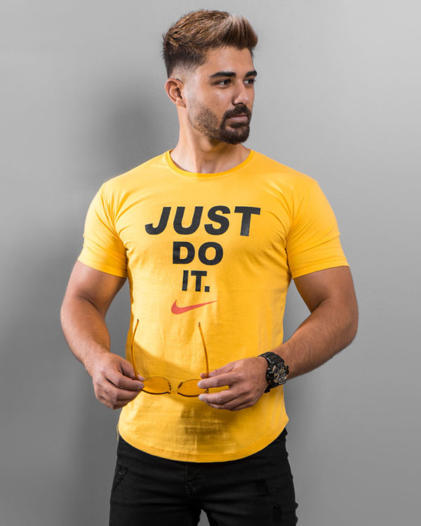 تیشرت Just Do It مردانه زرد مدل Ditro