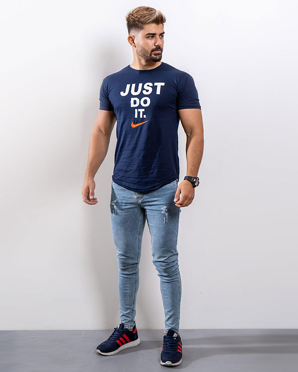 تیشرت Just Do It مردانه سرمه ای مدل Ditro