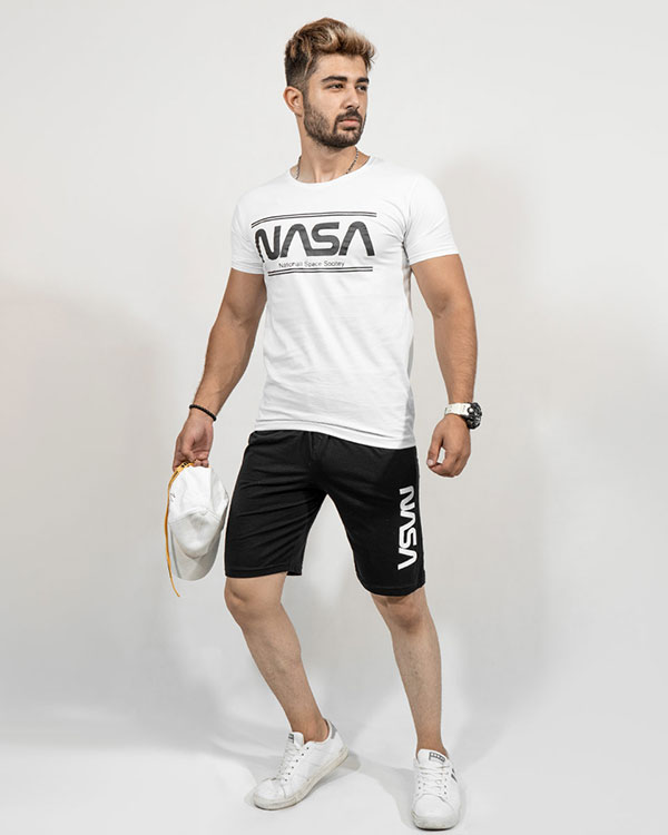 ست تیشرت شلوارک Nasa مردانه مدل Saron