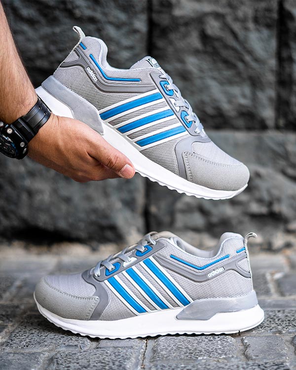 کفش ورزشی Adidas مردانه طوسی آبی مدل Hiden