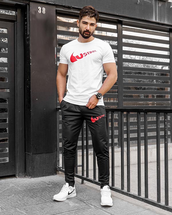 ست تيشرت شلوار Ust do it مردانه مدل سفید Neron