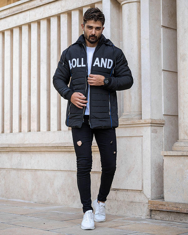 كاپشن مردانه مشكي مدلHolland