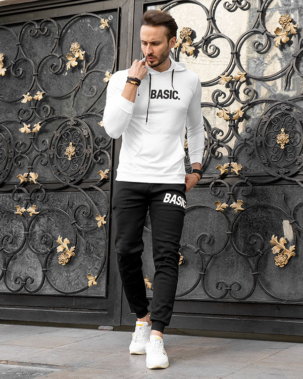 ست هودي شلوار طرح BASIC مدلzxa