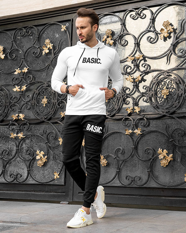 ست هودي شلوار طرح BASIC مدلzxa