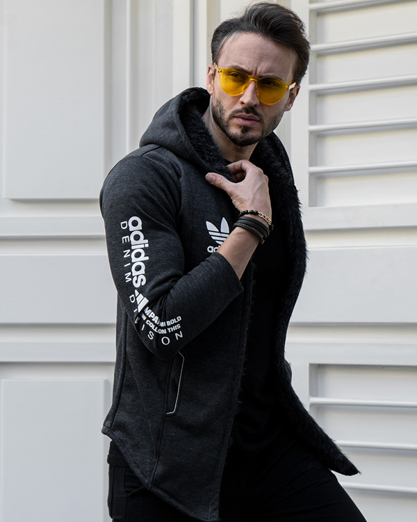 هودي Adidas مردانه ذغالي مدل Aran