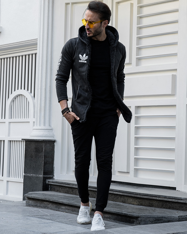هودي Adidas مردانه ذغالي مدل Aran