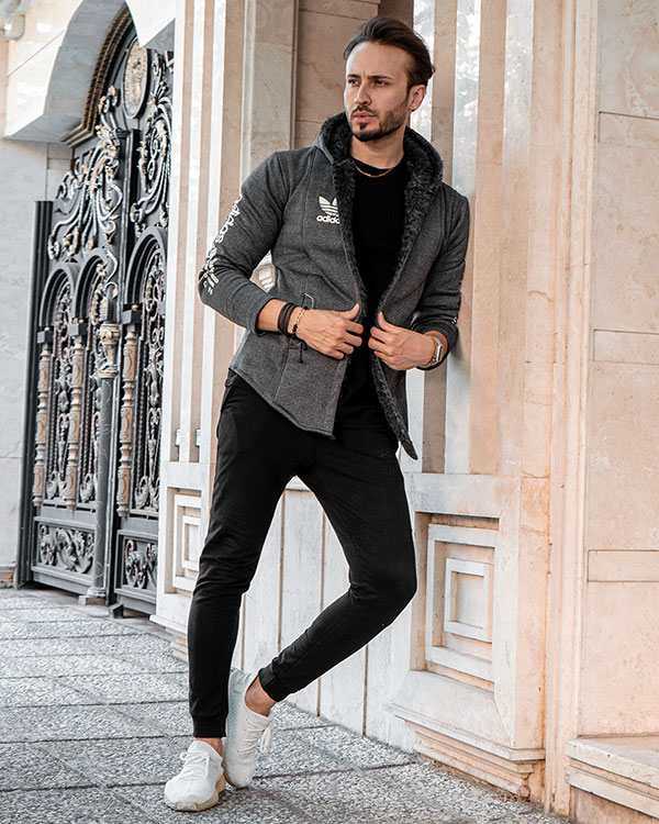 هودی Adidas مردانه طوسی تیره مدل Aran