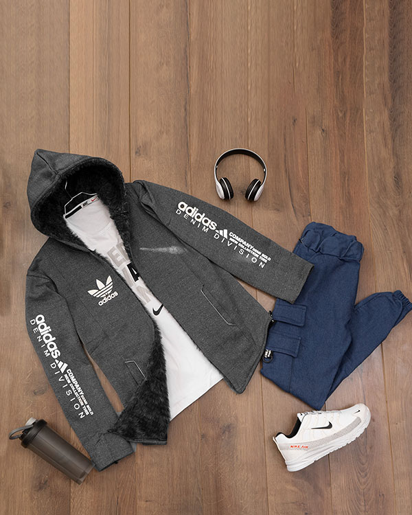 هودی Adidas مردانه طوسی تیره مدل Aran