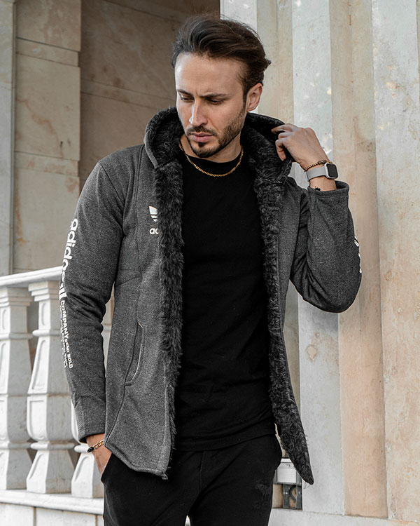 هودی Adidas مردانه طوسی تیره مدل Aran