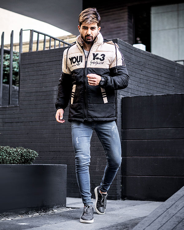 كاپشن مردانه Y-3كرم مشكي مدل YOUI