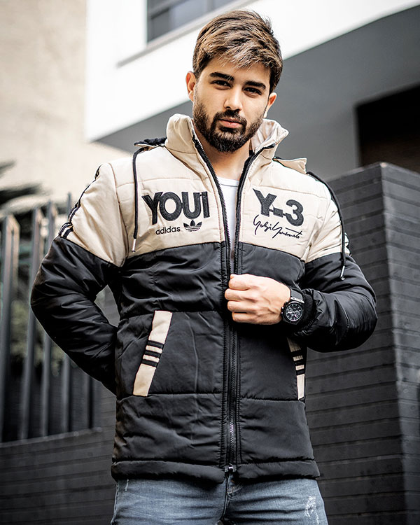 كاپشن مردانه Y-3كرم مشكي مدل YOUI