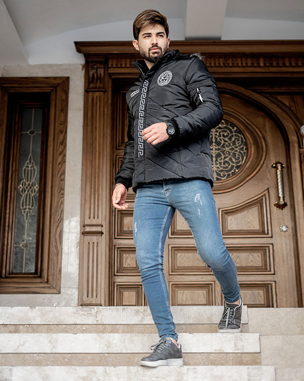 کاپشن مردانه مشکی مدل Versace