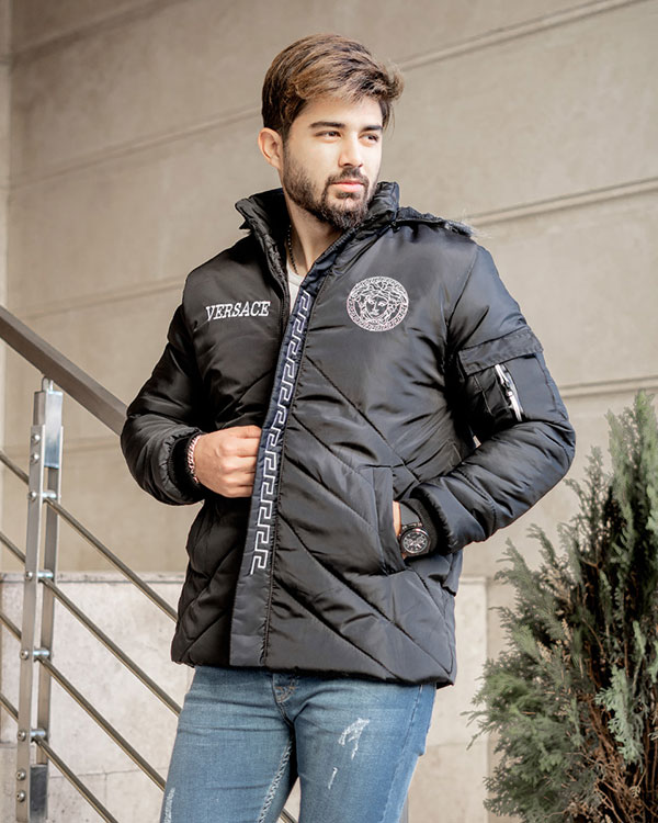 کاپشن مردانه مشکی مدل Versace