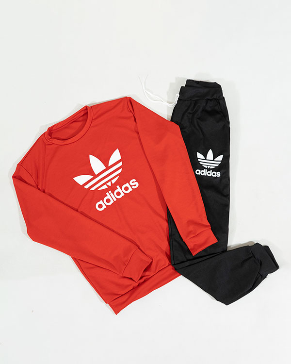 ست بلوز شلوار Adidas مردانه قرمز مشکی مدل Hani