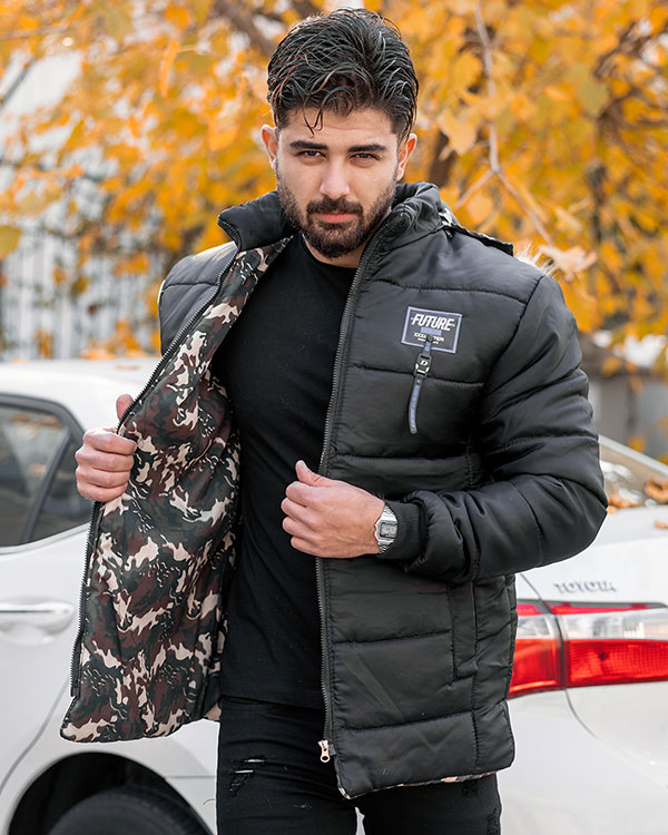 کاپشن مردانه مشکی مدل Faded