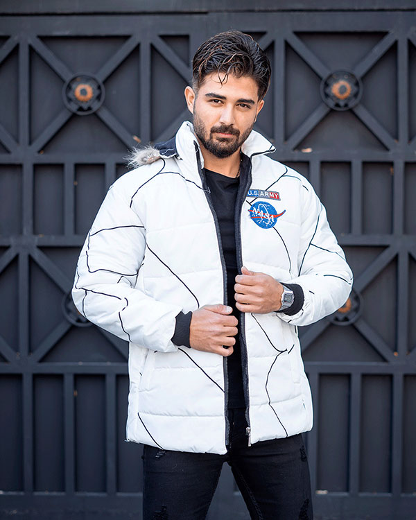 کاپشن مردانه سفید مدل Nasa