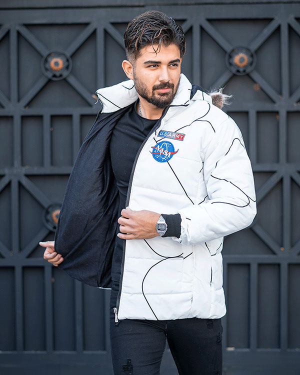 کاپشن مردانه سفید مدل Nasa