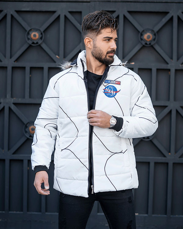 کاپشن مردانه سفید مدل Nasa