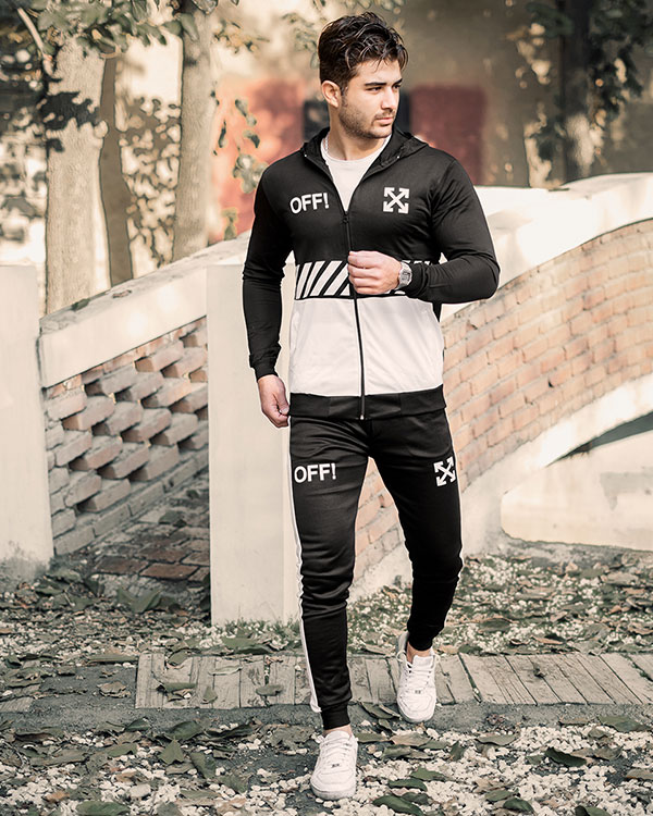 ست سوییشرت شلوار Off-Whiteمردانه مشکی سفید مدلlako