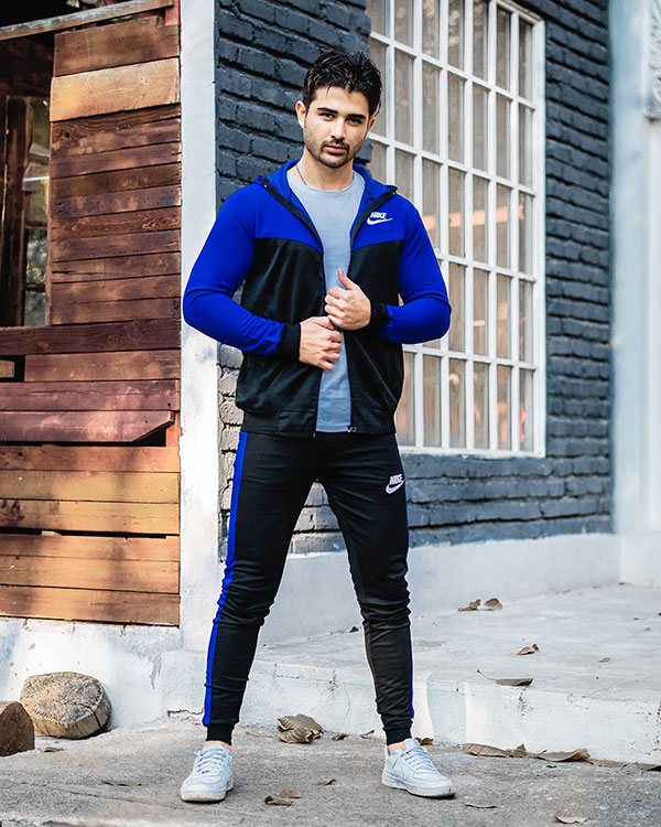 ست سوییشرت شلوار Nikeمردانه مشکی آبی مدلDepi