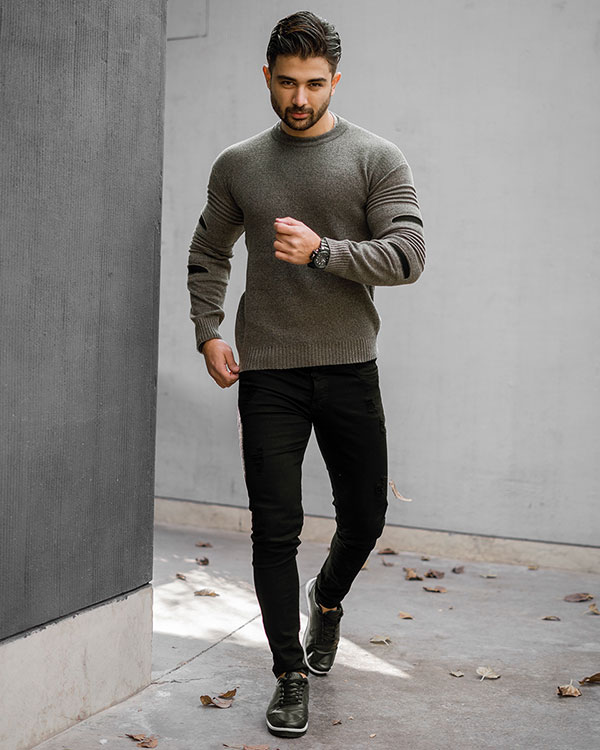 پلیور زاپ دار مردانه خاکی مدل solan