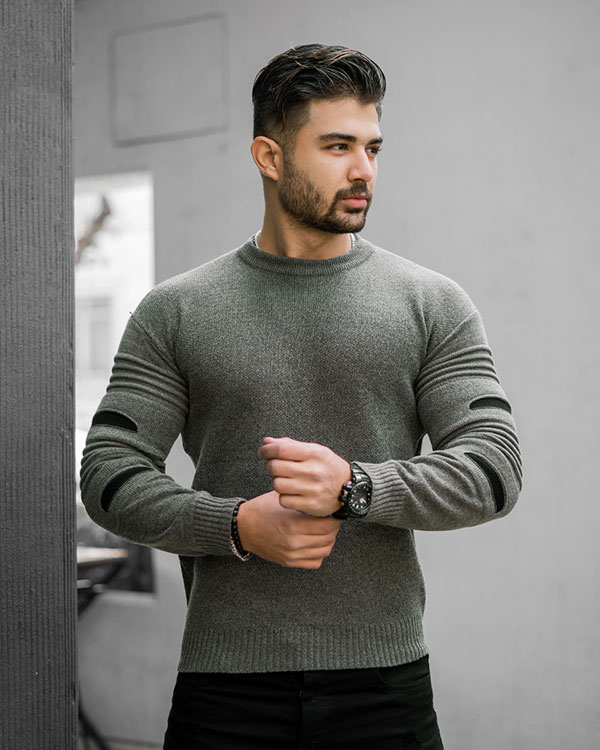 پلیور زاپ دار مردانه خاکی مدل solan