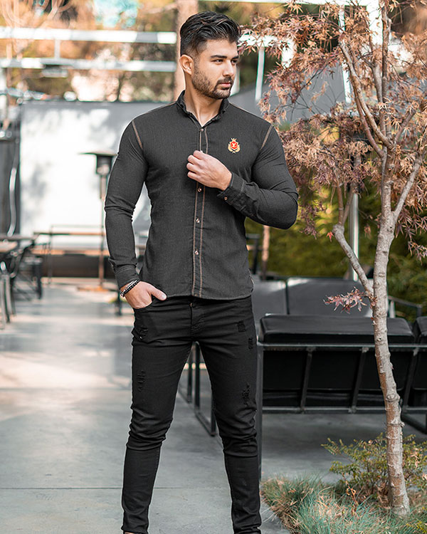 پیراهن مردانه LV مشکی مدل amilo
