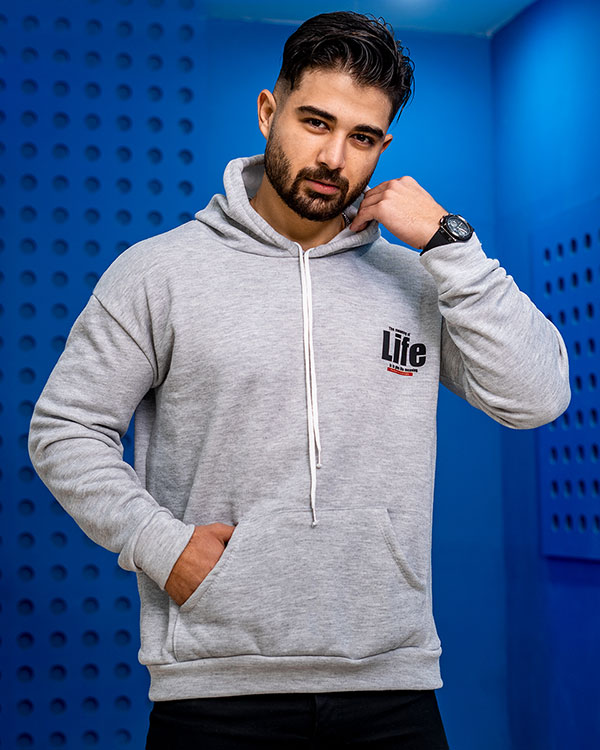 هودی مردانه طوسی مدل Life