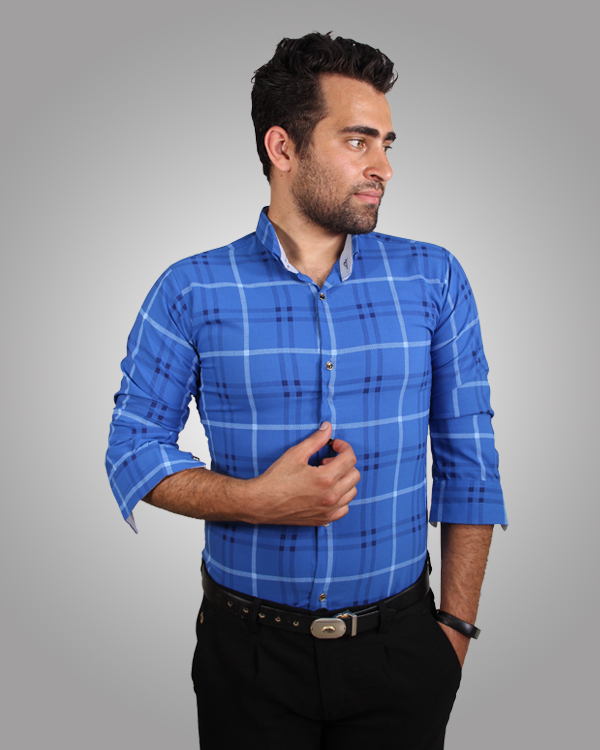 پیراهن آستین بلند مردانه ژمد طرح چهارخانه