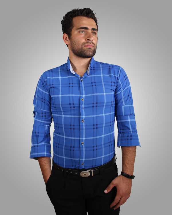 پیراهن آستین بلند مردانه ژمد طرح چهارخانه