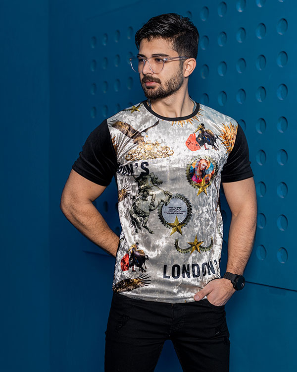 تيشرت مخملي مردانه مدل London