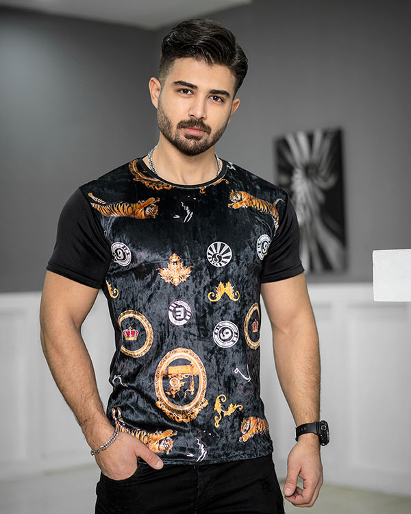 تیشرت مخمل مردانه طرح ببر مدلKami