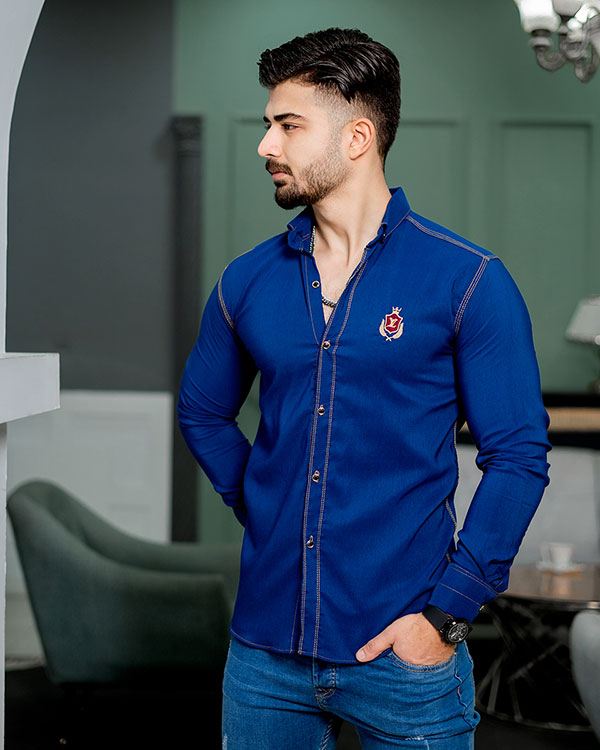 پیراهن مردانه LV آبی مدل gabi