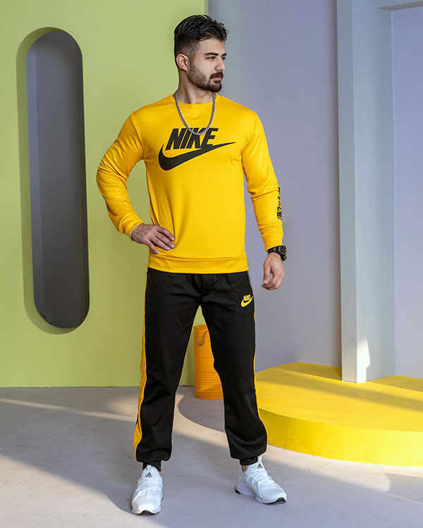 ست بلوز شلوار Nike مردانه زرد مشکی مدل Lanin
