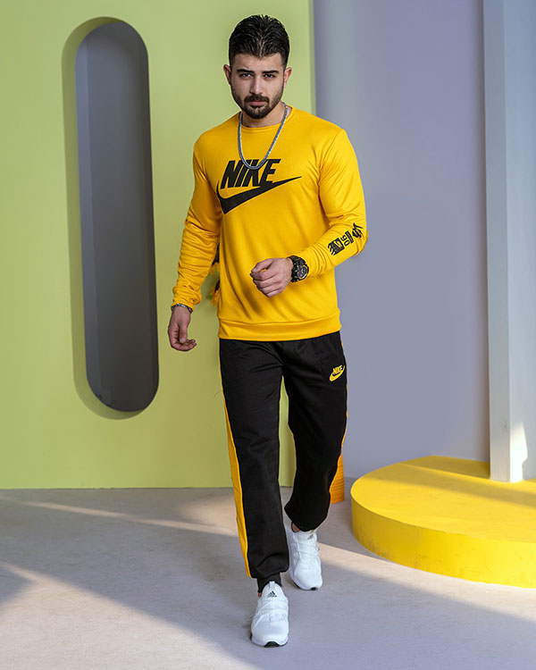 ست بلوز شلوار Nike مردانه زرد مشکی مدل Lanin