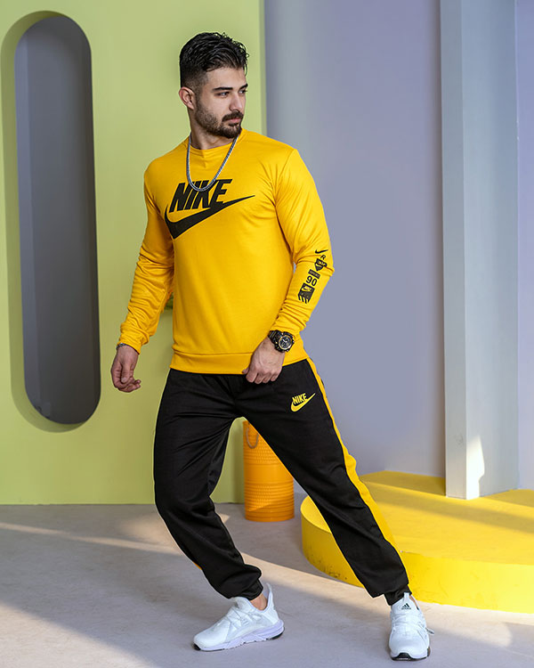 ست بلوز شلوار Nike مردانه زرد مشکی مدل Lanin