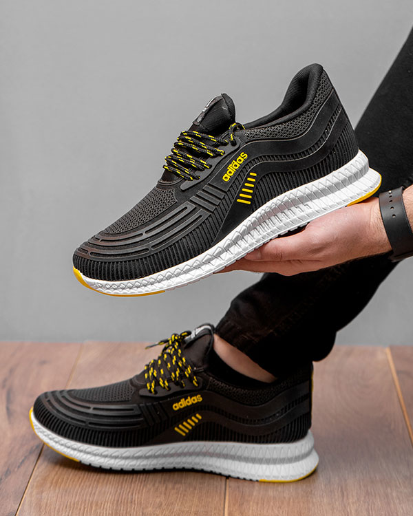 کفش ورزشی Adidas مردانه مشکی زرد مدلPardad
