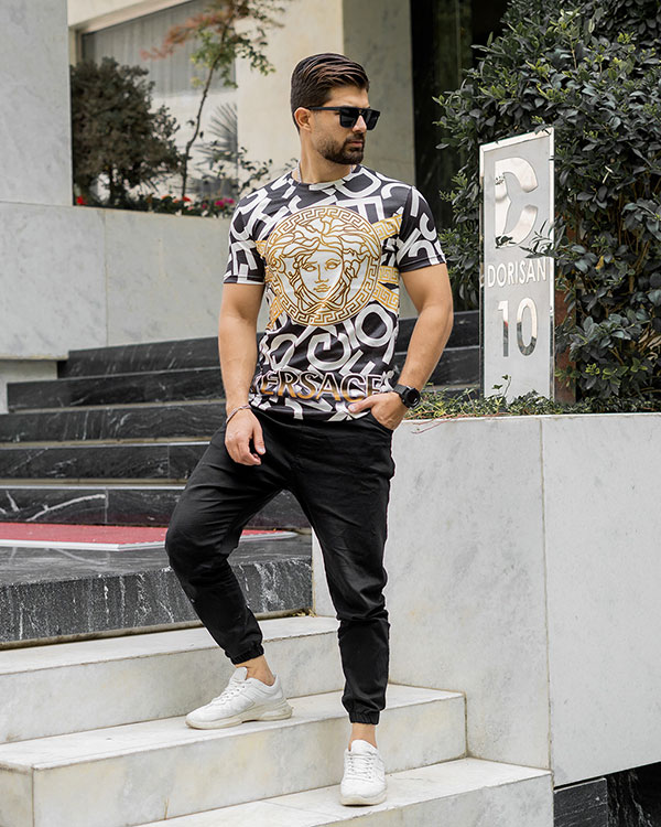 تيشرت مردانه طرح حروف مدل Versace
